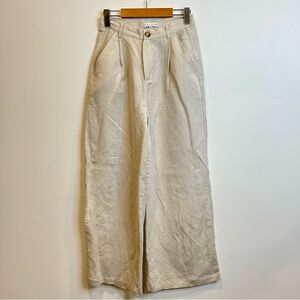 Miou Muse Tropic Zest Linen Wide Leg Pants Natural